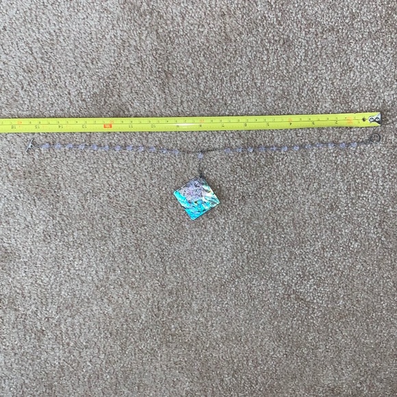 Necklace Beaded with Drop Pendant Blue/Purple - Picture 7 of 8